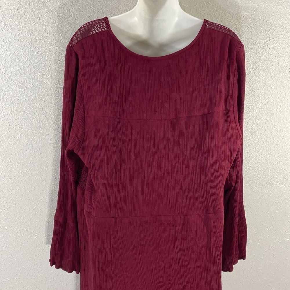 Torrid Zinfandel Burgundy Mini Gauze Lace-Up Skater Dress 2 2X 18 20 RR14 - Picture 13 of 16